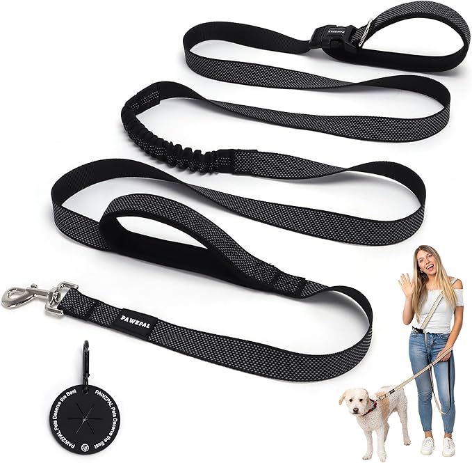 6-8FT Hands Free Dog Leash - Adjustable Waist & Crossbody Belt, Tangle-Free, Reflective Urban Leash for City Walks, Jogging & Daily Use (Black)