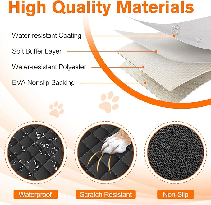 NECKORY SUV Cargo Liner for Dogs - Waterproof Dog Car Seat Cover Mat for SUVs, Sedans, Vans & Trunks with Non-Slip Bumper Flap Protector, Scratchproof Large Size Universal Fit, Black