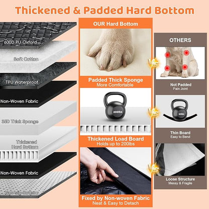 URPOWER Hard Bottom Dog Car Seat for Large Medium Dogs, Dog Back Seat Extender with 3-Sided Hard Boards, Waterproof Pet Backseat Cover Dogs Hammock for Large Cars, Trucks and SUVs, Holds up to 200 lbs
