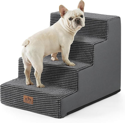 Dog Stairs for Small Dogs, 17.7" Extra Wide Right-Angle Pet Stairs for Couch and Beds, Anti-Slip Dog Steps for Old Cats and Lowrider, 17.7x23.6x17.7 inch, Dark Grey