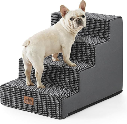 Dog Stairs for Small Dogs, 17.7" Extra Wide Right-Angle Pet Stairs for Couch and Beds, Anti-Slip Dog Steps for Old Cats and Lowrider, 17.7x23.6x17.7 inch, Dark Grey