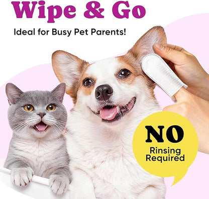 Pet Ear Cleaning Finger Wipes for Dogs & Cats - Dog Ear Cleaner with Aloe, Coconut Oil & Ginseng - Finger Dog Ear Wipes to Relieve Ear Itching, Infections, Wax & Smelly Ears - 50 Ct - Coconut Scent