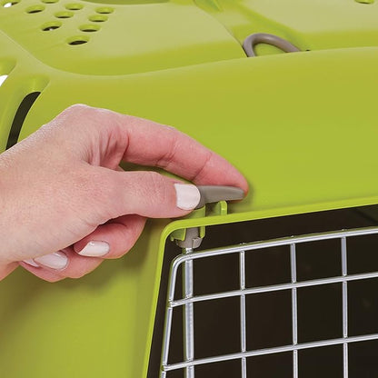 MidWest Homes for Pets Spree Travel Carrier - Hard-Sided Dog & Cat Carrier, Small Pet Travel Crate with Handle, Ventilated Design, Easy Assembly, 19-Inch, Green
