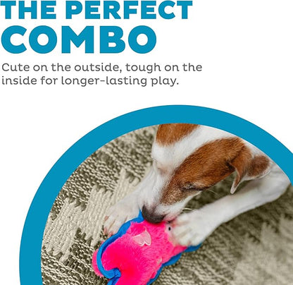 Outward Hound Durablez Minis – Squeaky Plush Dog Toy, No Stuffing for Less Mess, Interactive & Tough, Jumbo Squeaker, Puppies & Small Dogs, Pig, 6.8"