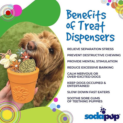 SodaPup Flower Pot – Durable Dog Treat Dispenser & Chew Toy Made in USA from Non-Toxic, Pet Safe, Food Safe Rubber Material for Mental Stimulation, Problem Chewing, Calming Nerves, & More