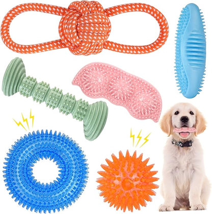 Dog Chew Toys for Puppy Teething, 3Pack 2-8 Months Puppies Teething Toys Soft & Durable Puppy Toys for Cleaning Teeth and Protects Oral Health Both Small Dogs & Medium Dog Suitable (6 Pack)
