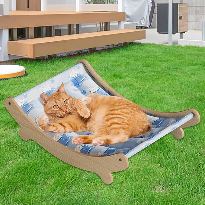 Cat Deck Chair – Pet Cooling Mat, Summer Recliner Hammock, Ice Nest Sofa Cradle | Breathable Soft Design Comfortable Resting Spot for Cats Small Pets Indoor Use