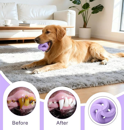 Dog Chew Toys for Aggressive Chewers, Natural Rubber/Interactive Dog Toy for Fetch & Tug, Indestructible Dog Toy - Anxiety Relief & Long Lasting & Training & Dishwasher Safe, Tough Dog Toy, Purple