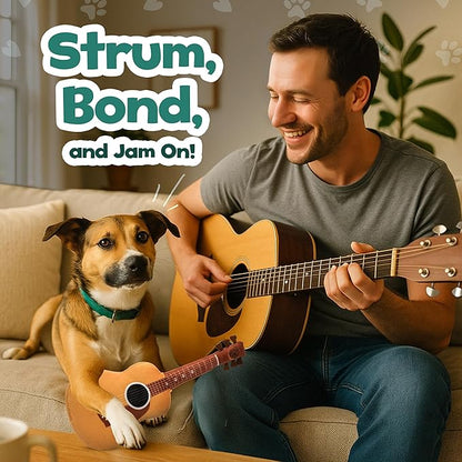 Acoustic Guitar Dog Toy – Funny Birthday & Easter Basket Dog Gift, Interactive Squeaker & Crinkle, Plush & Cute, Fun and Engaging Puppy Present