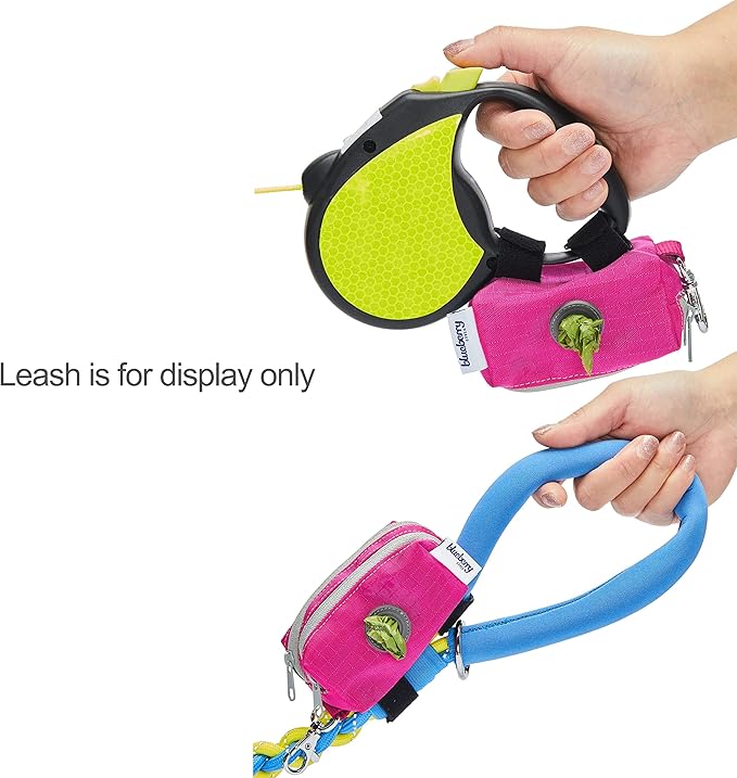 Blueberry Pet Dog Poop Bag Holder - Dark Orchid Dispenser with Dual Zippers, Dog Poop Bags Rolls, Dog Leash Attachment, Includes 1 Free Roll, Compact, Durable, Ideal for Dog Owners