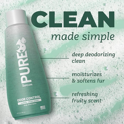 TropiClean Pure Odor Control Dog Shampoo, Perfect Deodorizing Dog Shampoo for Smelly Dogs, Tropical Papaya Scent, Made in USA, Puppy Safe, 22 oz.