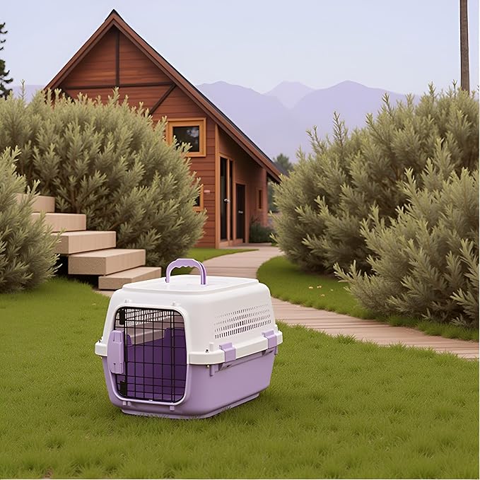 Cat Travel Carrier, Airline Pet Carrier, Portable Dog Crate, Hard Shell Kennel for Cats & Small Dogs, 360° Ventilation, Car Travel, Outdoor Hiking & Air Cargo Approved (Purple)