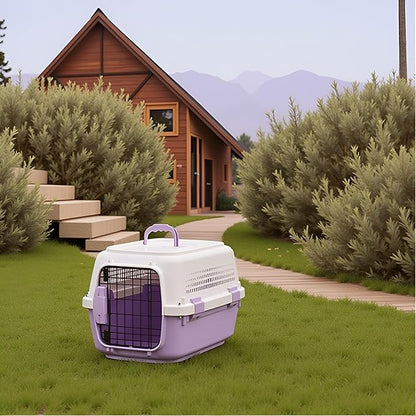 Cat Travel Carrier, Airline Pet Carrier, Portable Dog Crate, Hard Shell Kennel for Cats & Small Dogs, 360° Ventilation, Car Travel, Outdoor Hiking & Air Cargo Approved (Purple)