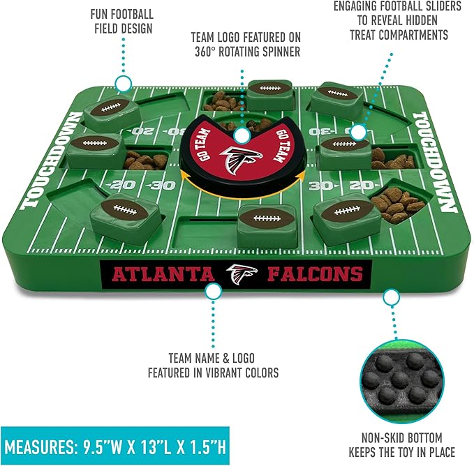 Pets First NFL Atlanta Falcons Large Puzzle Toy, New Size, Interactive Dog Treat & Slow Feeding Toy