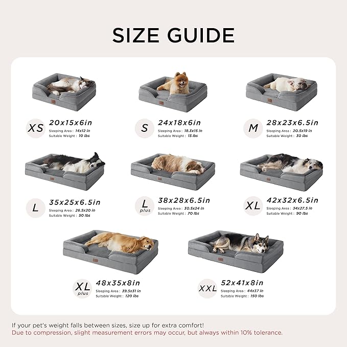 Bedsure Orthopedic Dog Beds Large Sized Dog - Washable Large Dog Cat Bed Waterproof, Comfort Dogs Couch Sofa with Washable Removable Cover, Pet Bed with Nonskid Bottom, Moss Green, 35"