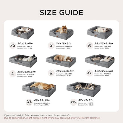Bedsure Orthopedic Dog Beds Large Sized Dog - Washable Large Dog Cat Bed Waterproof, Comfort Dogs Couch Sofa with Washable Removable Cover, Pet Bed with Nonskid Bottom, Moss Green, 35"