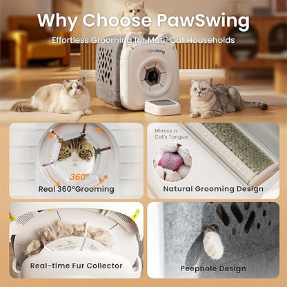 Cat Self Groomer Pro for Hairball Control and Shedding Relief 360° Skin Friendly Brush Pet Hair Remover Tool Gentle Self Cleaning Automatic Fur Collection Smart Grooming House for All Cats