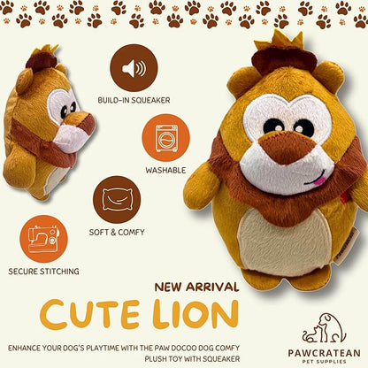 7" Squeaky Plush Toy for Puppies Small Dogs Self Etertainment Washable Soft Made [PET ONLY] (Lion)
