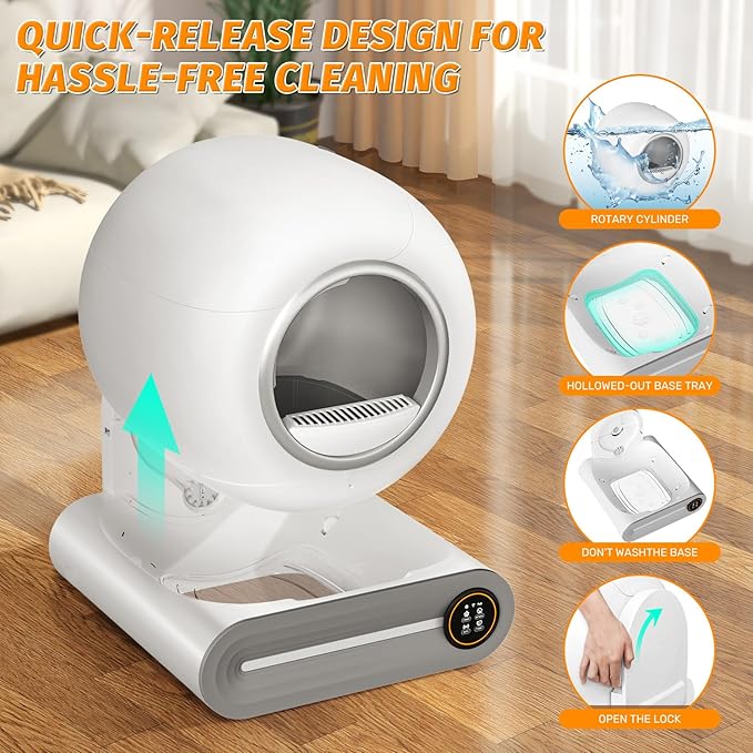 Self Cleaning Cat Litter Box, 65L+ 9 L Extra Large Robot Automatic Litter Box for Multiple Cats, APP Control, Deodorization with 1 Odor Eliminator, 3 Rolls Litters Bags