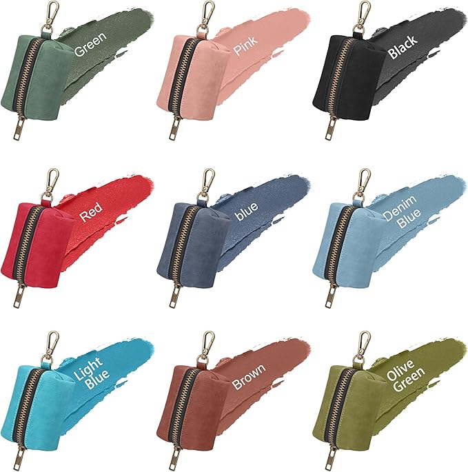 Didog Classic Dog Poop Bag Holder, Easy-Pull and Elegant PU Leather Pet Waste Bag Dispenser for Leash with Carabiner Clip, Includes 1 Roll Dog Waste Bag for Daily Walking,Blue