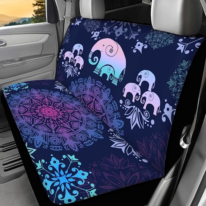 AFPANQZ Elephant Mandala Holiday Starfish Car Seat Cover Polyester Fabric Protector Accessories Soft Washable Decorations Cloth Backseats Rear Seat Cushion Protection