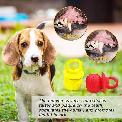 Latex Chew Dog Toys, Novelty Squeaky Pacifier Dog Toys for Teething Puppies, Mild Chewing Small, Medium, Large Dogs, Pet Dogs Supplies Newborn Puppy Gift (2 Pcs, Red+Yellow