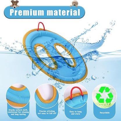 Dog Flying Disc Toy, 9.25" Pet Water Floating Flyer with Soft Edges Gentle on Teeth Lightweight Outdoor Canvas Fetch Toy for Aggressive Chewers Medium to Large Dogs