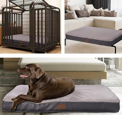 Sunheir Extra Large Waterproof Dog Bed, Jumbo Orthopedic Dog Beds with Removable Washable Cover for Large Dogs, Pet Bed Mat Egg-Crate Foam, 3XL(47.5"X29"X4"), Grey