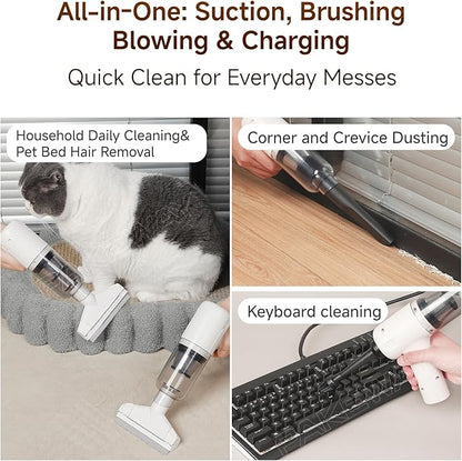 PAKEWAY Handheld Pet Hair Removal Vacuum, Pet Hair Removal Tool, Cat and Dog Hair Remover, Double Filtration, for Furniture, Couch, Carpet, Clothing and Bedding
