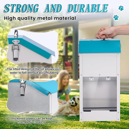 Galvanized Gravity Automatic Dog Feeder with A Stainless Steel Feed Shovel,15 Lbs Indoor and Outdoor Pet Feeder for Small and Medium Sized Dogs (15 lbs)