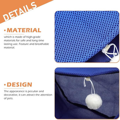 Happyyami Breathable Mesh Cat Hanging Bed, Summer Cat Sleeping Hammock for Cage, Machine Washable Blue M Kitten Nest Indoor Small Pet Hammock