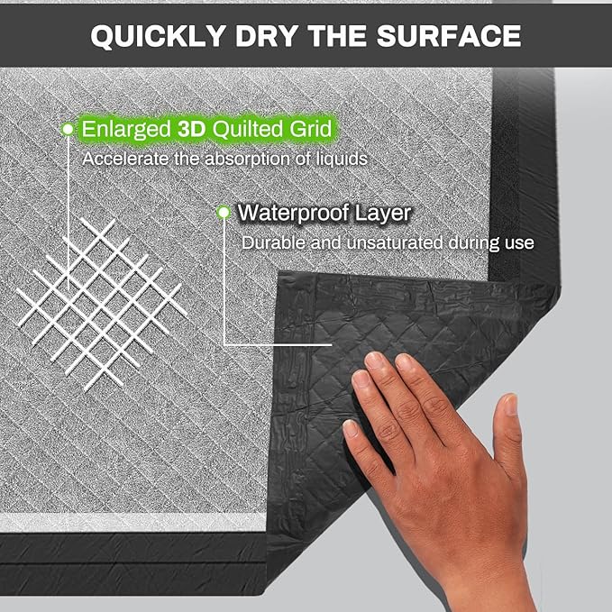 Charcoal Puppy Pads Rugular 22x22 Inches Small Dog Pee Pads Odor-Control & Leak-Proof Disposable Pet Training Black Full Edge-Wrapping Thicken Potty Pad for Dogs, Cats, Rabbits (100 Pieces)