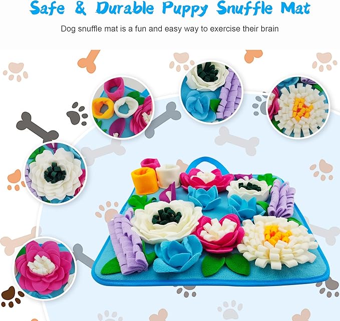 Snuffle Mat for Dogs Sniffing Feeding Mat for Small and Medium Breed Dogs and Cats Non-Slip/Portable/Durable Interactive Puzzle Pet Puppies Toys Encourages Natural Foraging Skills