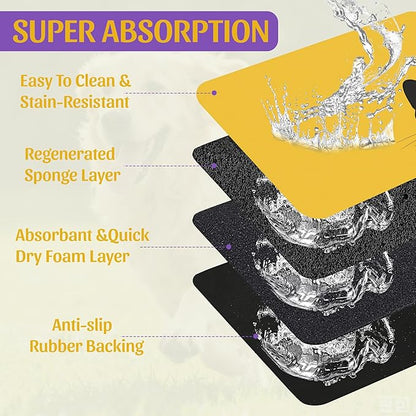 Cute Black Cat Peeking Pet Bowl Mat, Absorbent Placemat for Food and Water, Waterproof Non-Slip Rubber Base – 16x24 Inch