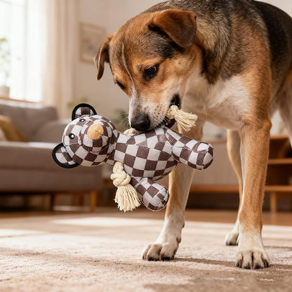 Indestructible Bear Dog Rope Toy with Rope for Aggressive Chewers, Tug of War Dog Toy Durable Chew-Resistant Interactive Ball for All Breeds (Grey Bear)