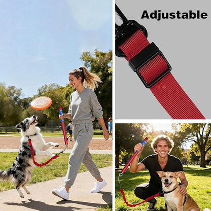 Bicycle Dog Leash for Riding, Hands Free 150° Rotating Built-in Shock Absorber Bike Retractable Leashes for Cycling, Elastic Nylon Adjusted Car Holder Seat Belt Rope (Red)