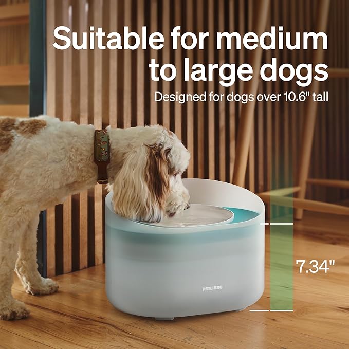 PETLIBRO 2.1Gal/8L Dog Water Fountain for Large Dog, Anti-Splash Dog Water Bowl Dispenser, Super Quiet Pet Water Fountain, 5 Layer Filtration Water Dispenser for Large Dogs Cats and Multi-Pet Homes