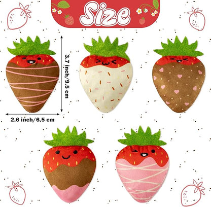 MALLMALL6 Catnip Toys for Cat - 5Pcs Strawberry Chocolate Crinkle Paper Sound Catmint Toy for Indoor Kitten, Teething Chew Kick Interactive Kitty Supplies, Pet Present for Kitten Lover