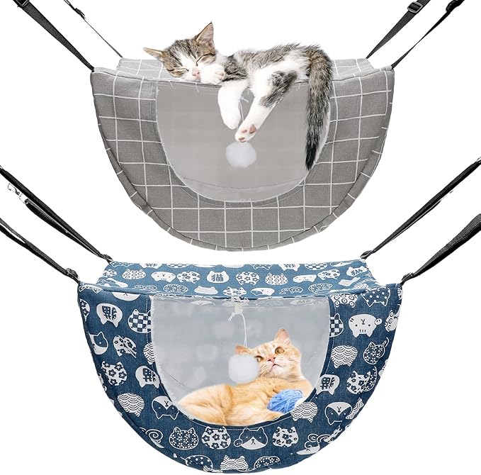 Unittype 2 Pieces Cat Cage Hammock Hanging Pet Bed Double Layer Soft Plush Hanging Pet Comfortable Hammock Bed for Indoor Kitten Ferret Hamster Rabbit or Small Animals, 2 Styles(Plaid)