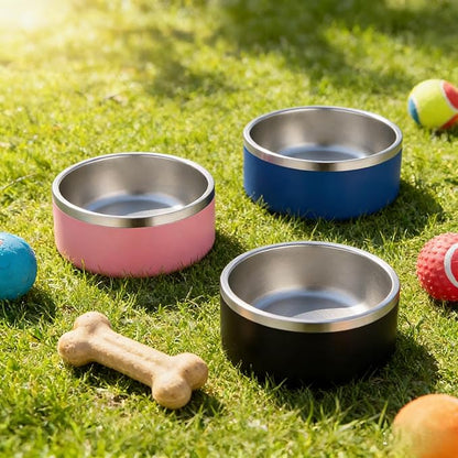 64oz Stainless Steel Dog Bowl with Non-Slip Base - Extra Large, Heavy Duty for Giant Breed Dogs, Dishwasher Safe Jumbo Food & Water Bowl (Black)