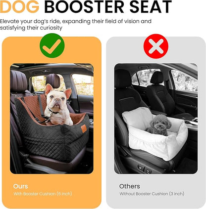 Dog Car Seat for Medium Dogs Up to 35lbs, Pet Booster Seat with 2 Safety Belts, Detachable Washable, Non-Slip Stable Base, Portable Puppy Car Seat for Travel & Outdoor Daily Use