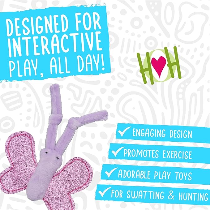 HuggleKats Cat Toys - Kitten Toys for Bored Indoor Cats, Perfect for Moving, Exercise, Biting & Chewing - Bindies (2 Pack)