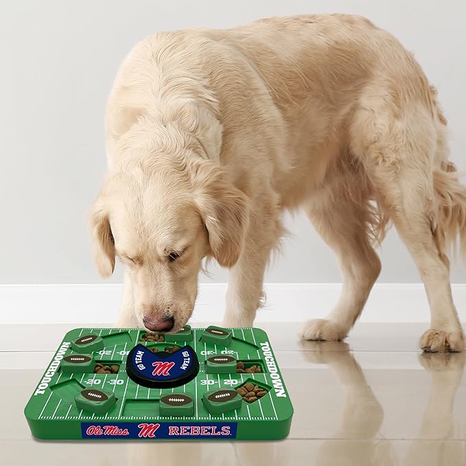 Pets First NCAA Mississippi (Ole Miss) Large Puzzle Toy - Interactive Dog Treat & Slow Feeding Toy
