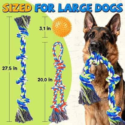 Tough Dog Toys for Aggressive Chewers – 3 Pack Tough Chew Toys for Large Dogs, Strong Rope Toys Ideal for Tug-of-War & Teeth Cleaning