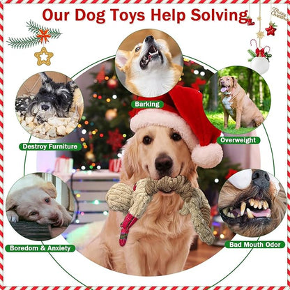 LWBMG Squeak Christmas Dog Toys Plush Dog Toy with Crinkle Paper Tug of War Pull Interactive Dog Toys for Aggressive Chewers Cute Stuffed Animal Dog Toy for Puppies Small Medium and Large Dogs