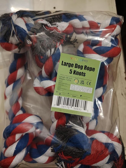 Youngever 3.5 Feet Tough Rope Toys for Aggressive Chewers, XL & Medium Dog, Indestructible Rope for Large Breed Dog Tug War Teeth Cleaning (5 Knots)