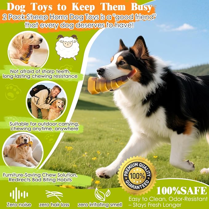 Dog Chew Toys for Aggressive Chewers, 2 Pack Indestructible Dog Toys for Large Dogs, Super Chewer Pet Toy for Large Medium Small Breed