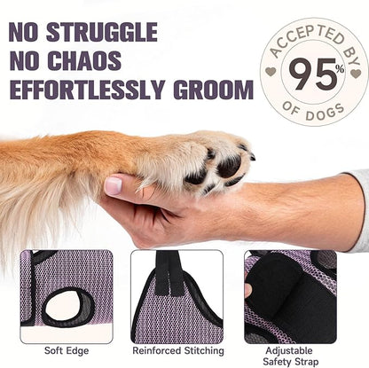 PAWCHIE Dog Grooming Hammock Harness for Dogs & Cats with Pet Nail Clipper Trimmer- Breathable Cat Hanger Sling for Trimming Clipping Nails-Dog Hammock Restraint Bag for Small Medium Large Dog, Pink S