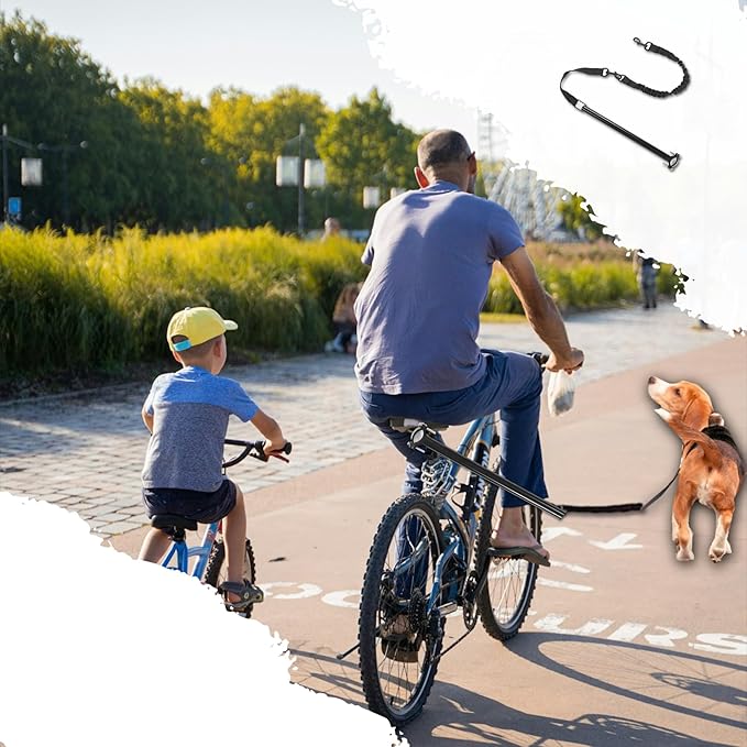 Dog Bike Leash, Dog Hands Leash for Bike Riding, Retractable Attachment for Pet, Quick Install and Remove