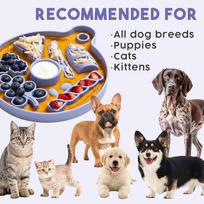 Awoo Smorgasboard - Silicone Dog and Puppy Lick Mat and Slow Feeder with Suction Cups - Non-Slip, Dishwasher Safe Pet Dish - Extends Mealtime for Fast Eaters - for Wet & Dry Food (Sage)
